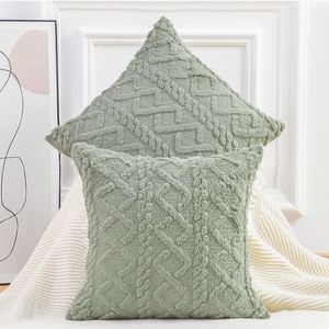 Set of 2 Soft Plush Fuzzy Wool Fleece Throw Pillow Covers 26x26 inch